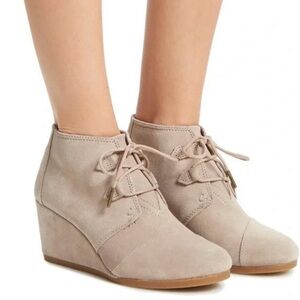 Toms Tan Kala Wedge Genuine Suede Shoes